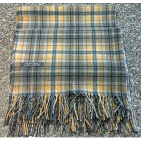 Plaid sofa moutarde pétrole